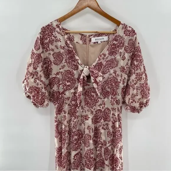 Revolve Elliatt Iridescent Sheath V-Neck Puff Sleeve Cocktail Dress Size Small - Picture 2 of 16